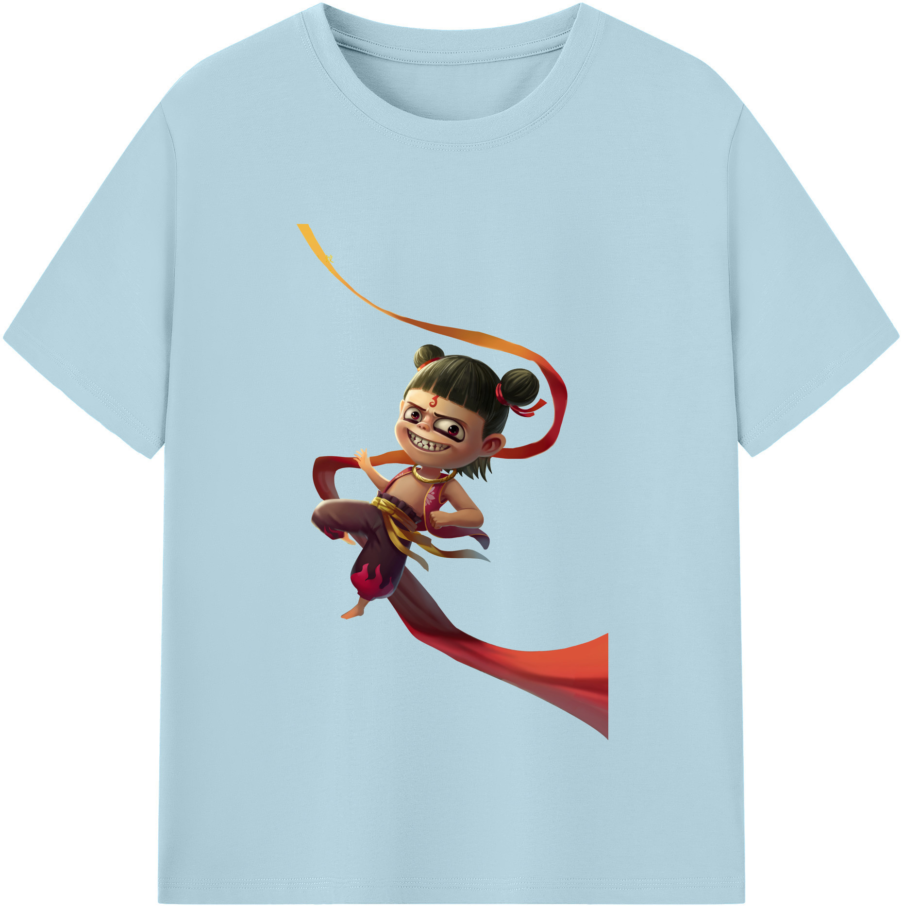 （画像用） Ne Zha 2 ナタ 魔童の大暴れ 綿100％半袖Tシャツ（フロントプリント）